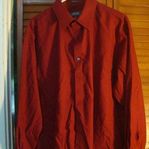 Kenneth Cole Reaction long sleeved size XL 17 Red Slim Fit 32-33 Men Wrinkle Fr